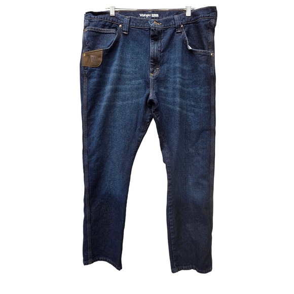 Wrangler Other - Wrangler Riggs Workwear Mens Dark Wash Straight Leg Jeans 3W044DS 38x32 Stretch‎